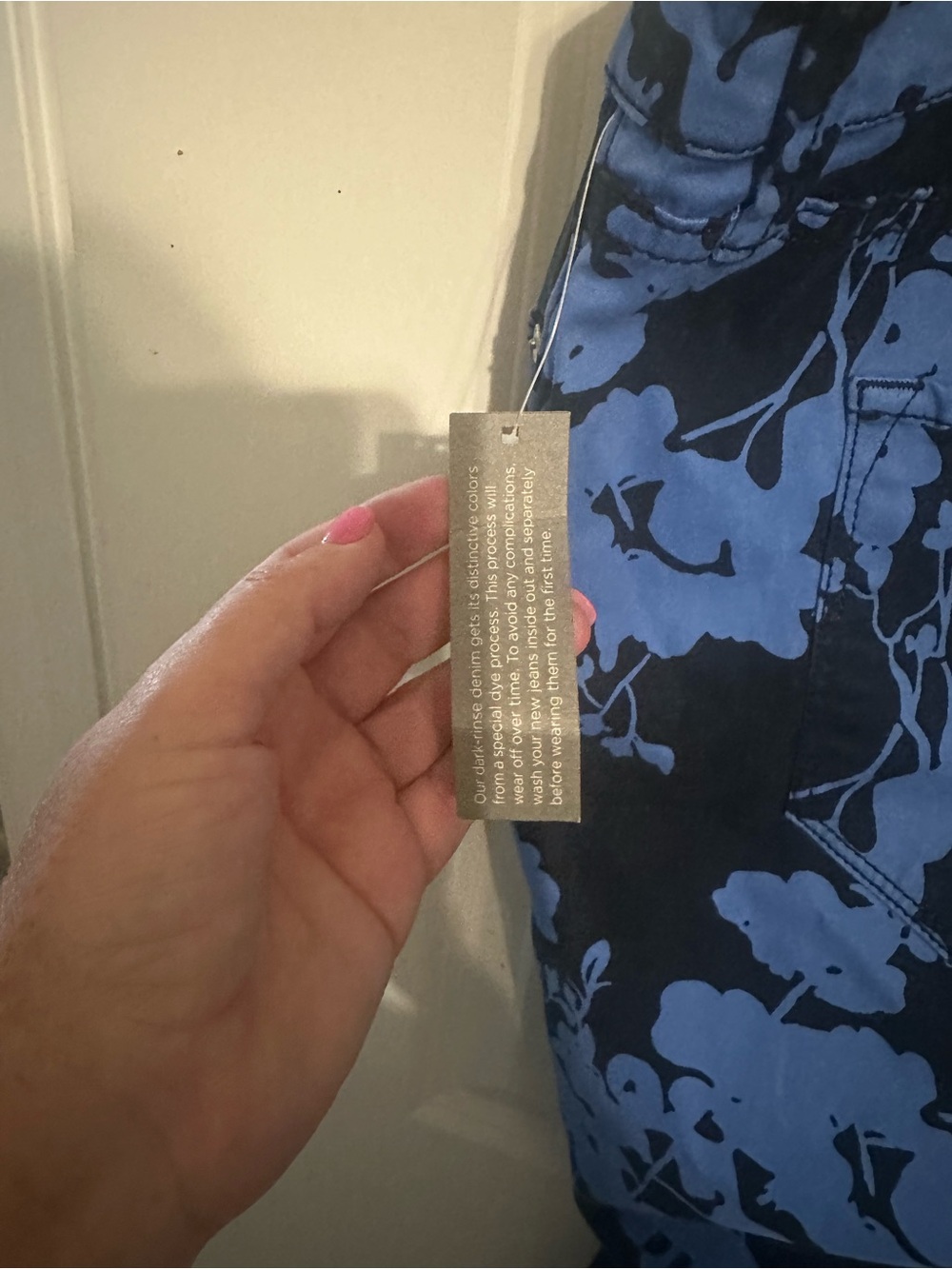 Women’s Floral Print Pants in Blue and Black - Picture 4 of 4